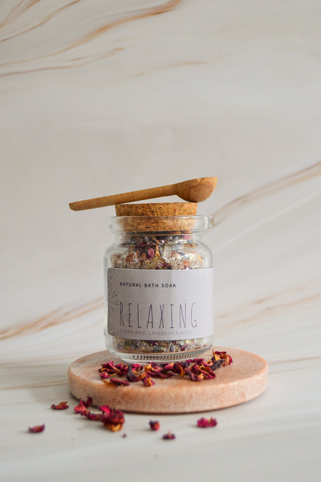 NATURAL BATH SOAKS - RELAXING    with Chamomile, Lavender & Rose