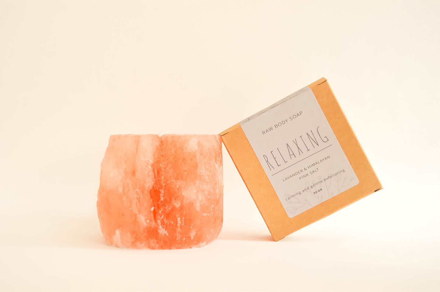 RAW BODY SOAP BAR - RELAXING with exfoliating  himalayan pink salt & Lavender